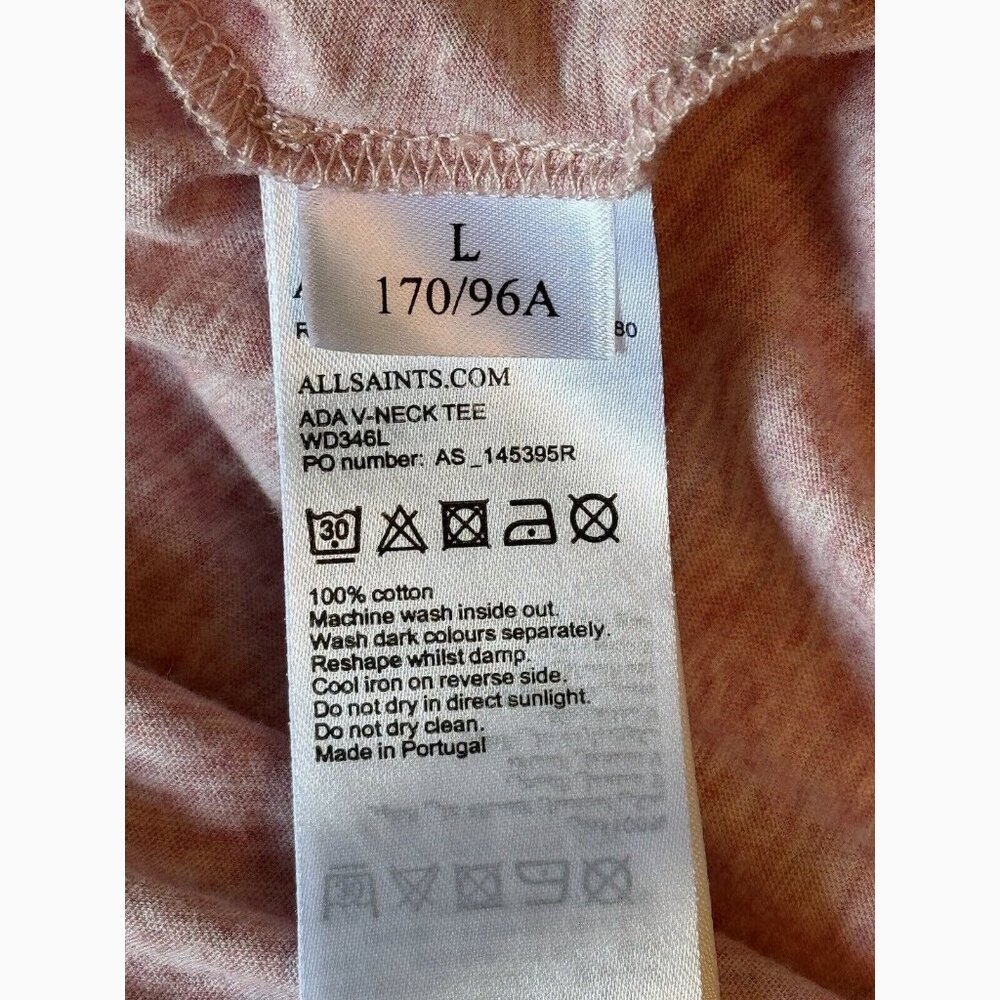 Allsaints Heather Red ADA Tee Top Size Large Slouchy Oversized Casual Everyday - Picture 6 of 8